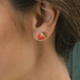 Boucles d'oreilles puces -  fraise