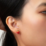 Boucles d'oreilles puces -  fraise