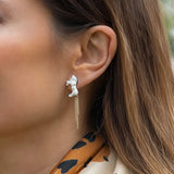 White horse and chain drop earrings