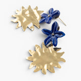 Pendientes largos jazmín azul y sol