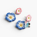 Pendientes colgantes celestes rosas y colibrí