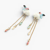 Pendientes colgantes de nube y colibrí