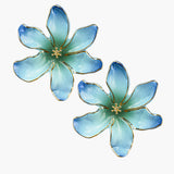 Aretes de botón - Maxi flor celestial azul
