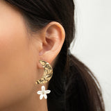 Boucles d’oreilles pendantes lune et fleur