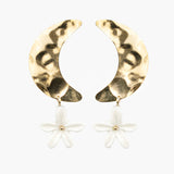 Boucles d’oreilles pendantes lune et fleur