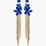 Boucles d’oreilles franges fleurs de jasmin bleue