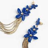 Boucles d’oreilles franges fleurs de jasmin bleue