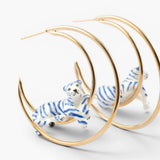 Créoles lune tigre bleu