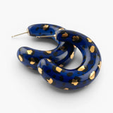 Maxi boucles d’oreilles léopard bleu et doré