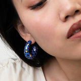 Maxi boucles d’oreilles léopard bleu et doré