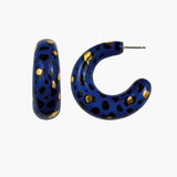 Maxi boucles d’oreilles léopard bleu et doré