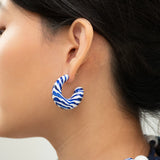 Maxi boucles d’oreilles zèbre bleu