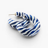 Maxi boucles d’oreilles zèbre bleu