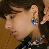 Maxi boucles d’oreilles zèbre bleu