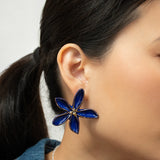 Boucles d'oreilles puces - Maxi jasmin bleu