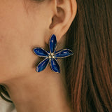 Boucles d'oreilles puces - Maxi jasmin bleu