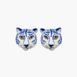 Boucles d'oreilles puces -  tigre bleu