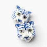 Boucles d'oreilles puces -  tigre bleu