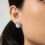 Boucles d'oreilles puces -  tigre bleu