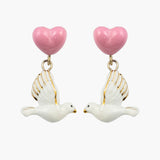 Boucles d'oreilles colombe et cœur