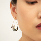 Black and white cat earrings