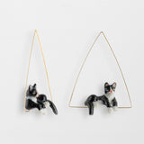 Créoles triangle chat noir & blanc