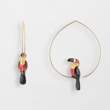 Golden beak toucan hoop earrings
