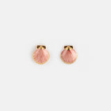 Pink &amp; gold shell stud earrings