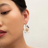 Bird and flower earrings