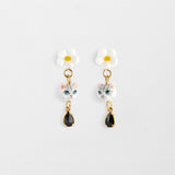 Boucles d'oreilles chat tabby & fleur avec pampille
