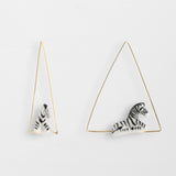 Zebra triangle hoop earrings