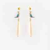 Blue bird &amp; drop earrings