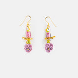 Boucles d'oreilles perruche à moustaches sur branche