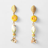 Boucles d'oreilles perruche & pampilles
