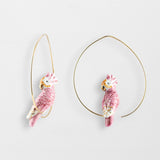 Pink cockatoo hoop earrings