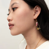 Cockatoo triangle earrings and pearls