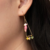 Cockatoo triangle earrings and pearls