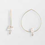 Large owl and gold leaf hoop earrings