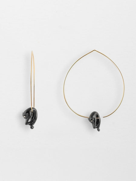 Nach(ナッシュ) Grandes creoles panthere noire ピアス Large black panther hoop earrings – NACH BIJOUX