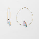 Small Roller bird hoop earrings