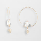 Small polar hare hoop earrings - Arctic