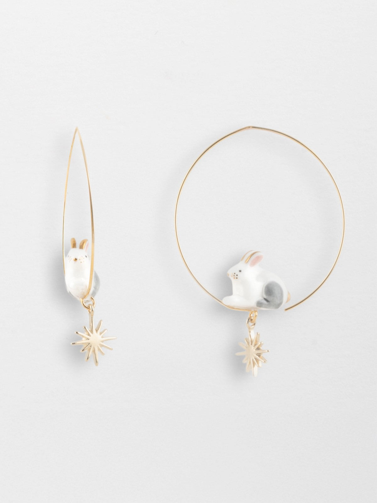 Small polar hare hoop earrings - Arctic