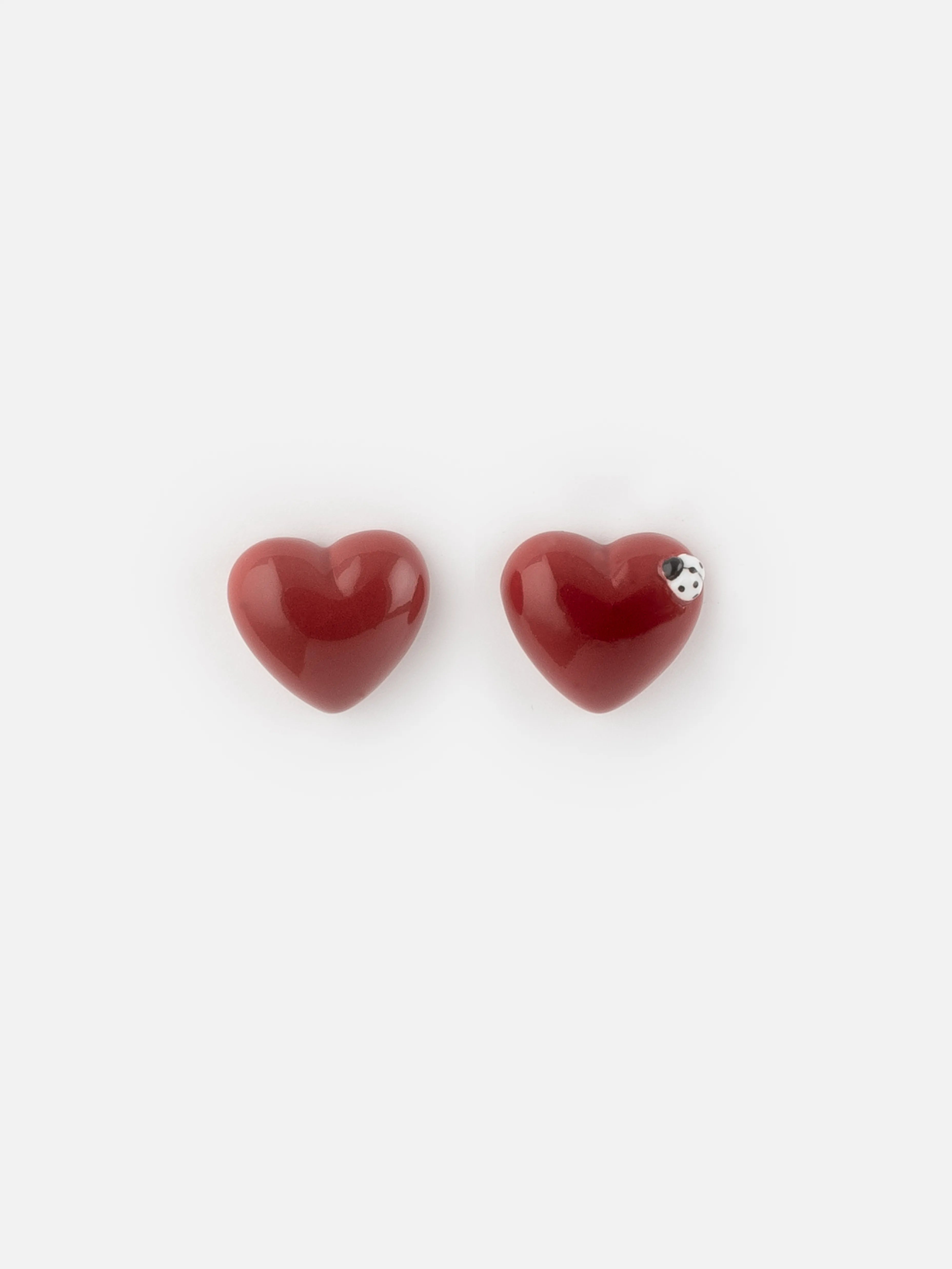 Puces d'oreilles cœur et coccinelle - Chérie Cherry