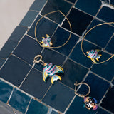 Small rainbow fish hoop earrings