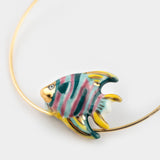 Small rainbow fish hoop earrings