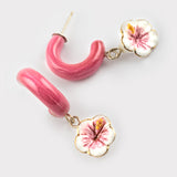 Pink hibiscus earrings
