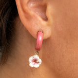 Pink hibiscus earrings