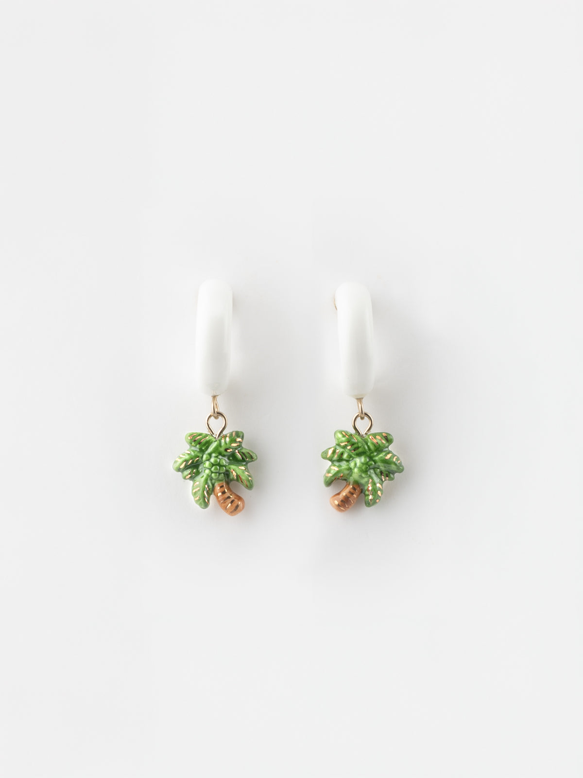 White palm tree earrings