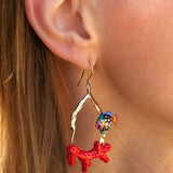 Coral and fish dangle earrings