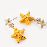 Yellow starfish dangle earrings